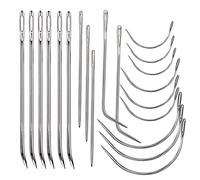 Veroave 20 Pcs Leather Sewing Needles, Heavy Duty, Silver, Sharp Point, Metal, Hand, Leather, Upholstery, Carpet, Canvas Repair