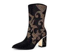 Verocara Mid Calf for Women Cowboy Pointed Toe Block Heel Boot Silver UK 2