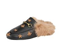Verocara Mules for Women Leather Slip-on Loafer Slingback Slippers Black Star UK 7.5