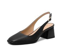 Verocara Women's Slingback Chunky Heels Shoes Block Closed Square Toe Low Casual Dress Pumps Sandals for Women Party Office Black UK8.5