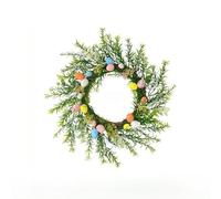Veroda 45cm Easter Egg Wreath Artificial Green Leaves Wreath for Front Door Window Wall Hanging Decorations