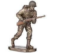 Veroese Design 9 3/8 Inch US Army Soldier Rifle Infantryman Cold Cast Resin Bronze Finish Sculpture Military Gift Decor Statue