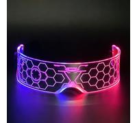 VEROHY LED Visor Glasses, 7 Colors 4 Flash Modes Wireless Light Up Glasses | Glow in Dark Futuristic Sunglasses, USB Recharge, Cyberpunk Luminous Accessories for Halloween Cosplay Party Bar