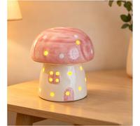 VEROHY Mushroom Ceramic Nightlight, Glowing Mushroom House Lamp，Purple | Ceramic Bedside Cute Table Lamp, Warm Ambient Decor for Bedroom, Bathroom, Kitchen, Hallway, Creative Gifts
