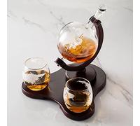 Verolux Whiskey Globe Decanter Set with 2 Etched Glasses in Gift Box - Birthday Gifts for Men and Women - Home Bar Accessories for Bourbon, Scotch, Liquor, Whisky, Gin, Rum, Tequila, Vodka and Brandy