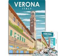 Verona Italy Street Poster Jigsaw Puzzles for Adults Teenagers Jigsaws Puzzle,Help The Brain Exercise Addictive Toys to Cultivate Patience Parent-child Interaction 75x50cm