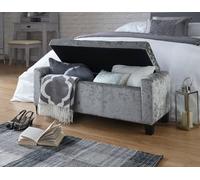 Grey Crushed Velvet Fabric Verona Storage Ottoman- LOCAL DELIVERY ONLY