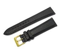 Verona Padded Camel Grain Leather Watch Strap Band 18mm Black with Gilt (Gold Colour) Buckle