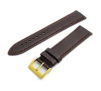 Verona Padded Camel Grain XL Extra Long Leather Watch Strap Band 16mm Brown with Gilt (Gold Colour) Buckle