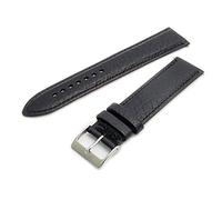 Verona Padded Camel Grain XL Extra Long Leather Watch Strap Band 20mm Black with Chrome (Silver Colour) Buckle