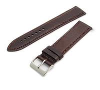 Verona Padded Camel Grain XL Extra Long Leather Watch Strap Band 20mm Brown with Chrome (Silver Colour) buckle