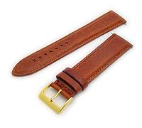 Verona Padded Camel Grain XL Extra Long Leather Watch Strap Band 22mm Tan with Gilt (Gold Colour) buckle