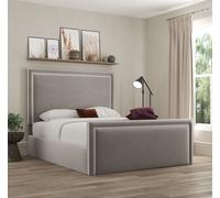 Verona Pipping Upholstered Plush Pebble Bed with Ottoman Gas Lift DS Living Light Grey Single