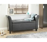 Verona Window Seat Faux Leather Large Ottoman Storage Box Bench Foot Stool Black