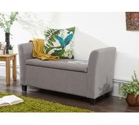 Verona Window Seat Stylish Textured Grey Hopsack Fabric Storage Ottoman