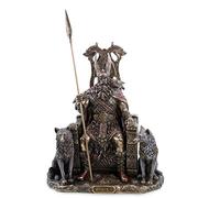 Veronese 708-7392 Odin German Father of God on Throne with Wolves Geri Freki Figure