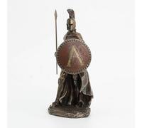 Veronese 9 7/8 Inch Leonidas Spartan King with Spear and Shield Cold Cast Resin Antique Bronze Sculpture