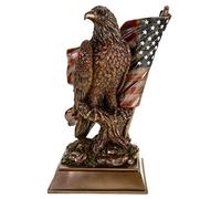 Veronese Bronze Eagle with US Flag 27 CM Bronze Plated Sculpture Figurine