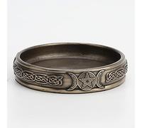 Veronese Design 1 Inch Tall Celtic Triple Moon Goddess Sigil Tray Cold Cast Bronzed Resin Sculpture Candle Holder Tealight Tray