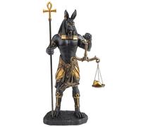 Veronese Design 10 3/4 Inch Egyptian God Anubis Holding Ankh Staff and Scale Polystone Statue Black Gold Finish Home Decor Sculpture