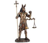 Veronese Design 10 5/8 Inch Anubis Holding Ankh Staff and Scale Resin Sculpture Cold Cast Bronze