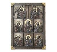 Veronese Design 12.25 Inch Jesus And the Seven Archangels Classic Style Antique Bronze Finish Wall Sculpture Plaque Decoration