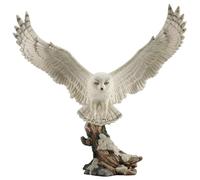 Veronese Design 13 Inch Tall Snowy Owl Flight Resin Sculpture Hand Painted Finish