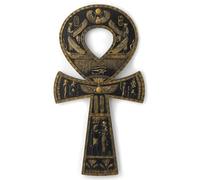 Veronese Design 16 Inch Egyptian Ankh Resin Wall Sculpture Black Gold Plaque