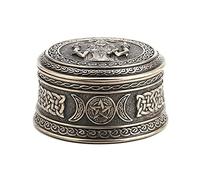Veronese Design 2 1/8" Tall Hecate Goddess of Chthonic Round Trinket Box Cold Cast Bronzed Resin Handmade Collectibles Wiccan Figurine Decorative Storage