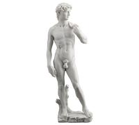 Veronese Design 20 1/8 Inch David by Michelangelo Resin Sculpture Painted Marble White Finish, WU76100VA
