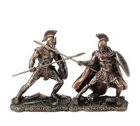 Veronese Design 3 3/4 Inch Hector Fighting Achilleus Greek Heroes of The Trojan War Cold Cast Resin Bronze Finish Figurine Set