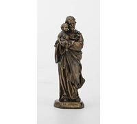 Veronese Design 3 3/8 Inch Saint Joseph Cast Resin Hand Painted Antique Bronze Finish Statue Home Decor
