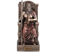 Veronese Design 3 3/8 Inch Zeus Sitting On Throne Holding Thunderbolt Resin Sculpture Painted Bronze Finish Miniature