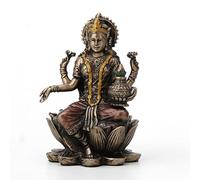 Veronese Design 3 3/8" Lakshmi Sitting on Lotus Spiritual Resin Statue Painted Bronze Finish