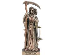 Veronese Design 4 1/4 Santa Muerte Holding Scythe and Scale Polystone Hand Painted Bronze Collectible Figurine Home Decor