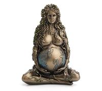 Veronese Design 4 1/8 Inch Tall Gaia Pregnant Mother Earth Sitting Lotus Yoga Pose Resin Figurine Hand Painted Bronze Finish