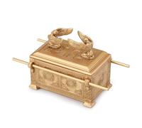 Veronese Design 4 3/4 Inch Ark Of The Covenant With Holy Relic Trinket Storage Box Resin Hand Painted Gold Finish