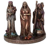 Veronese Design 4 3/8 Inch Triple Moon Goddess Maiden Mother and Crone Cold Cast Resin Bronze Finish Wiccan Sculpture