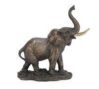 Veronese Design 4.9 Inch Elephant with Raised Trunk Antique Bronze Finish Polyresin Figurine Good Fortune Animal Statue