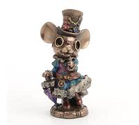 Veronese Design 5 1/2 Steampunk Lady Mouse with Top hat and Parasol Animal Figurine Bronze Finish