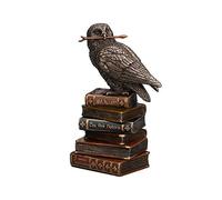 Veronese Design 5 1/2" Tall Cold Cast Resin Antique Bronze Finish Magic Wand Snowy Owl On Book Stack Statue Figurine