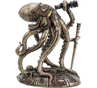 Veronese Design 6 3/4 Inch Tall Steampunk Octopus Space Observer Cold Cast Bronzed Resin Fantasy Collectibles Animals Figurine Space Alien Home Decor