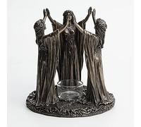 Veronese Design 6 3/4 Inch Tall Triple Moon Goddess Maidens Ritual Candle Tealight Holder Cold Cast Bronzed Resin Sculpture Wiccan Alter Figurine Home Decor New Age Religious Collectible