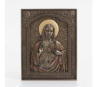 Veronese Design 7 1/2" The Sacred Heart of Jesus Wall Plaque Resin Sculpture Bronze Finish