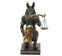 Veronese Design 7 1/4 Inch Kneeling Anubis Egyptian God Holding Sacle of Truth and Justice Resin Statue Black Gold Finish Home Decor Sculpture