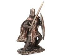 Veronese Design 7 1/8 Inch Knights Templar Wielding Sword and Shield Cold Cast Resin Bronze Finish Sculpture