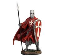 Veronese Design 7 3/4 Inch Maltese Knights Hosipitaller Templar Spear and Shield Hand Painted Polystone Home Decor Statue Collectibles