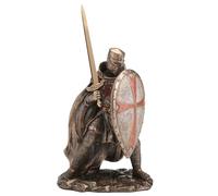 Veronese Design 7 7/8 Inch Knights Templar Crusader Wielding Sword and Shield Cold Cast Resin Bronze Finish Sculpture