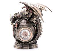 Veronese Design 7 Inch Steampunk Mechanical Dragon On The Time Machine Bank Vault Trinket Box Clock Antique Bronze Finish Statue