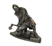 Veronese Design 7" Templar Kneeling Battle Axe Stance Cold Cast Resin Antique Bronze Finish Sculpture